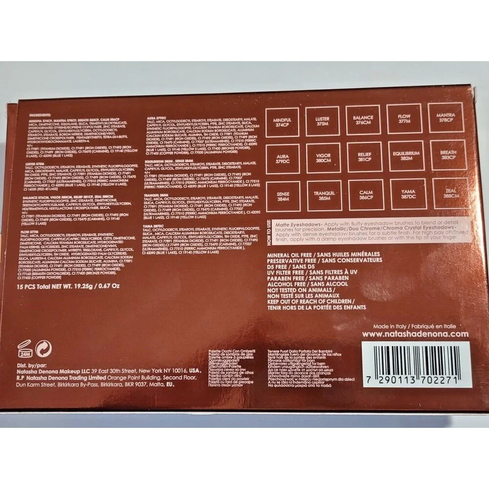 NATASHA DENONA Zendo Full Size Eye Shadow Palette 15 Pan Shades BNIB Authentic